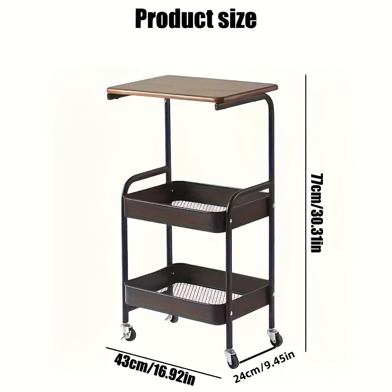 3-Tier Heavy-Duty Metal Rolling Kitchen Cart – Mobile Storage Shelving Unit for Pantry, Apartment & Small Spaces | Sturdy Utility Cart