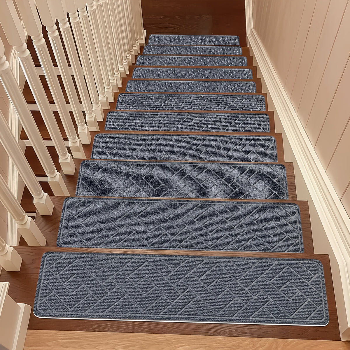 Non-Slip Stair Treads Self-Adhesive 4mm TPR Stair Mats for Hardwood Floors Indoor Stairs Carpet Pads 6pcs or 15pcs Set