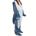 Shark Blanket Onesie Wearable Flannel Sleeping Bag with Hood - Cozy Shark Costume Blanket for Halloween, Shark Week & Parties, Machine Washable Funny Wearable Blanket