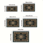 Bohemian Floral Velvet Area Rug Non-Slip Shedding-Resistant Machine Washable 100% Polyester Floor Mat for Living Room Bedroom Kitchen Office Multiple Sizes