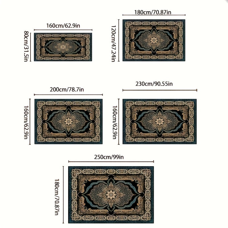Bohemian Floral Velvet Area Rug Non-Slip Shedding-Resistant Machine Washable 100% Polyester Floor Mat for Living Room Bedroom Kitchen Office Multiple Sizes