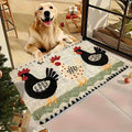 Welcome Door Mat - Embroidered Rooster Design Non-Woven Indoor Outdoor Floor Mat for Entrance Bathroom Kitchen Porch and Study