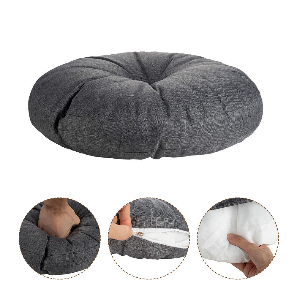 Round Seat Cushion 40x40cm 15cm Thick Firm Futon Meditation Mat Removable Linen Cover Chair Pad for Office Dining Chair Home Decor All Seasons Christmas