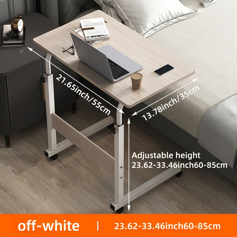 Rolling Laptop Desk Movable Adjustable Height 360 Degree Rotating Wheels Bedside Computer Desk for Bedroom Living Room Dormitory Multifunctional Student Writing Desk Multiple Colors