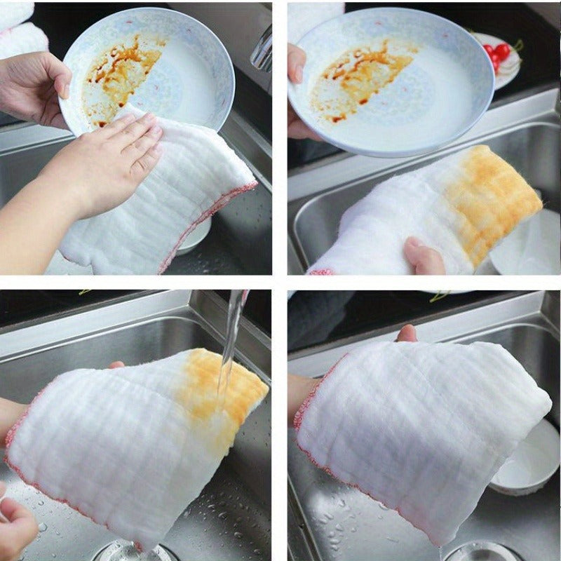 Oil-Resistant Kitchen Mesh Cleaning Cloths, 5-Pack – Non-Woven Non-Stick Grease Rags for Kitchen & Car Wiping, Reusable & Long-Lasting