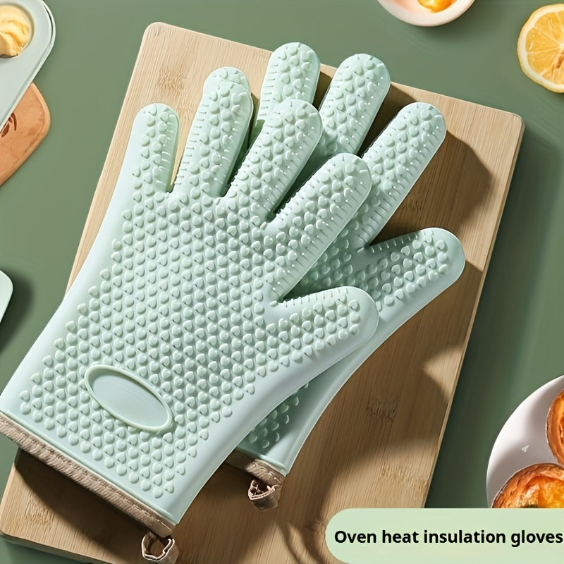 Thickened Oven Mitts Heat Resistant Gloves for Kitchen Baking Grilling BBQ - Waterproof Breathable Microwave Oven Gloves with Non-Slip Grip for Cooking