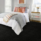 Memory Foam Area Rug Large Black Plush Thick Non-Slip Machine Washable – Soft Rectangular Mat for Bedroom & Living Room – Modern Minimalist Style, Multiple Sizes