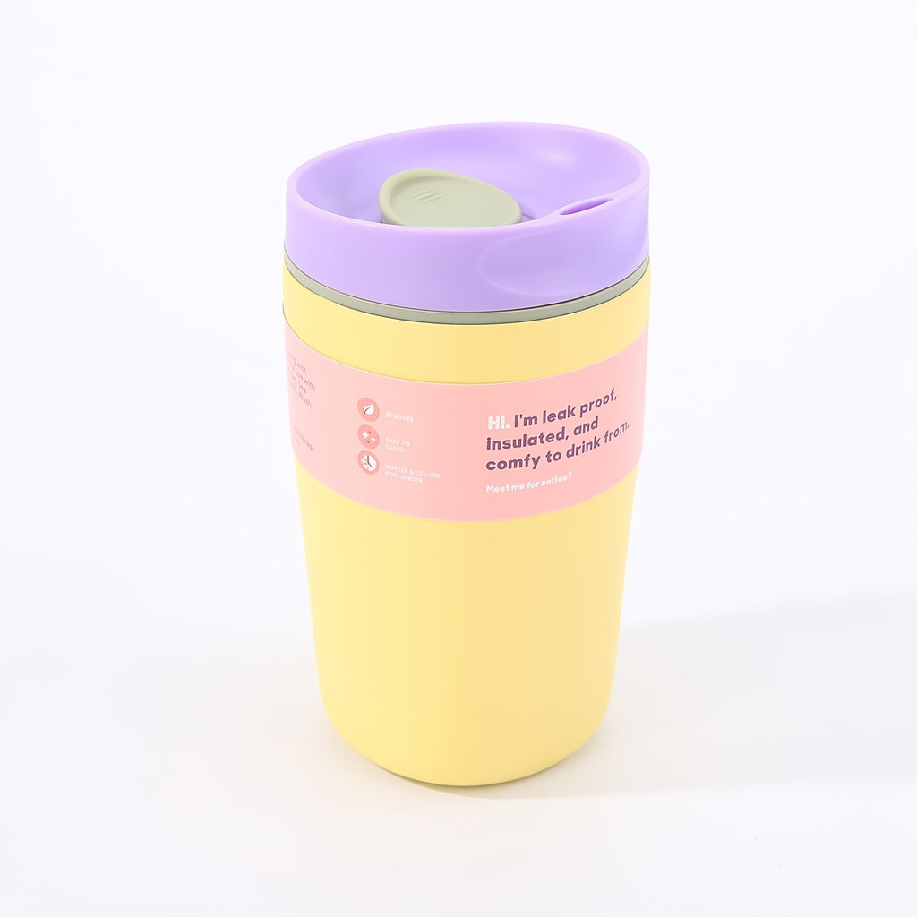 Vacuum Insulated Coffee Travel Cup 350ml 11.83oz - 304 Stainless Steel Double-Wall Flask with Push Lid & Direct Drinking Spout for Office, Travel & Outdoor, 4 Colors