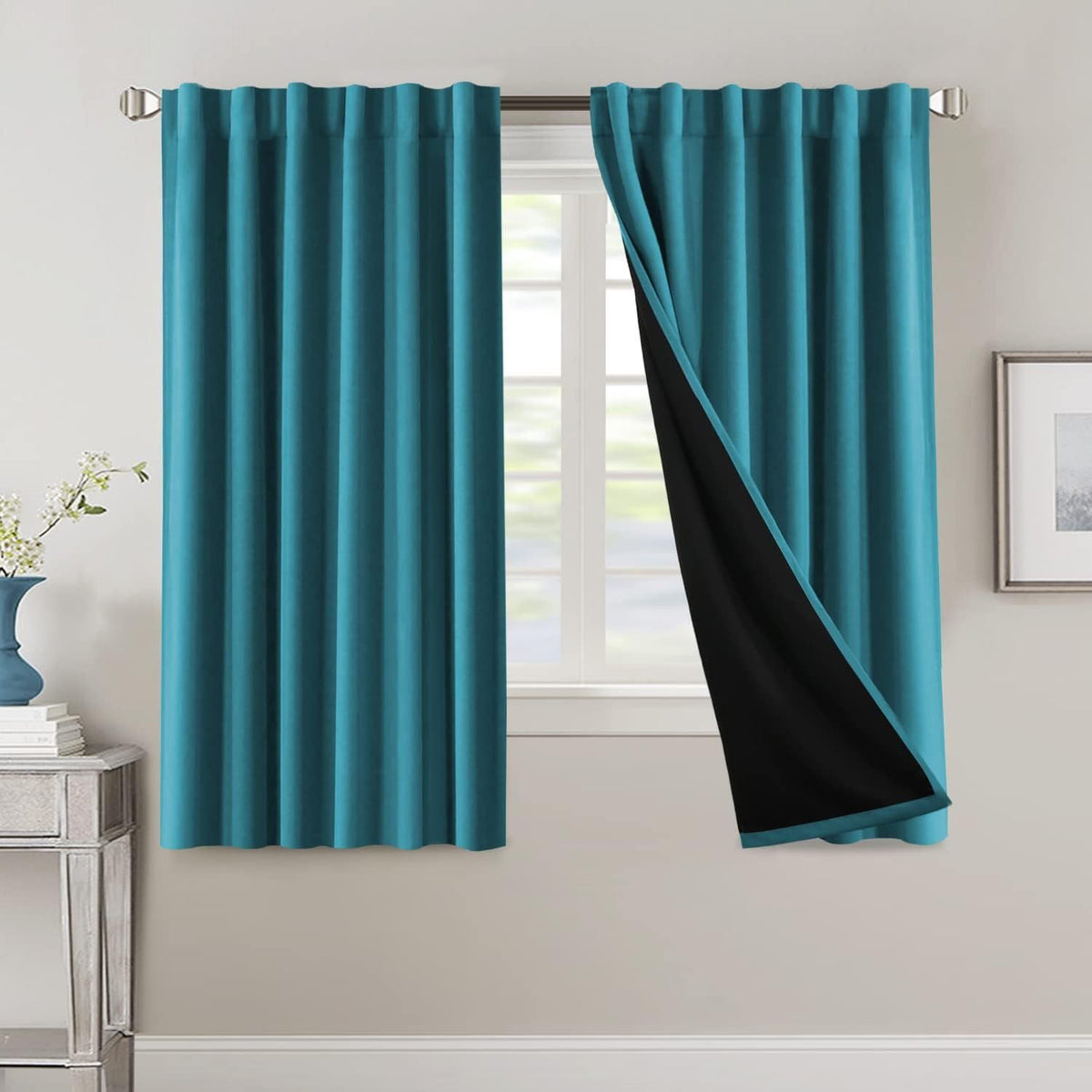 Blackout Curtains 2 Panels 100% Room Darkening 96 Inch Long – Triple Weave Thermal Insulated Back Tab & Rod Pocket Window Drapes for Bedroom & Living Room