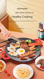 Smokeless Electric Grill Non-Stick BBQ Griddle with Adjustable Temperature & Easy-Clean Surface – Indoor Electric Grill Pan for Home Cooking & Parties, Black