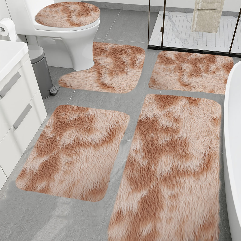 Plush Bath Rugs Set 1-6 Pieces, Multi-Color Microfiber Non-Slip Bathroom Mats – Soft Water Absorbent Thick Machine Washable Toilet Mats for Bathroom, Tub & Shower