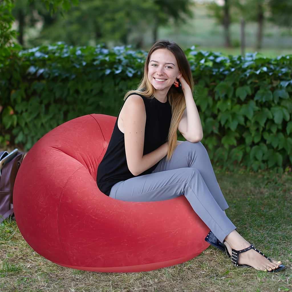Large Bean Bag Chair Inflatable Lounge Sofa – Soft Comfortable Lazy Seat Tatami Floor Chair for Living Room Office Outdoor Camping, Multiple Colors