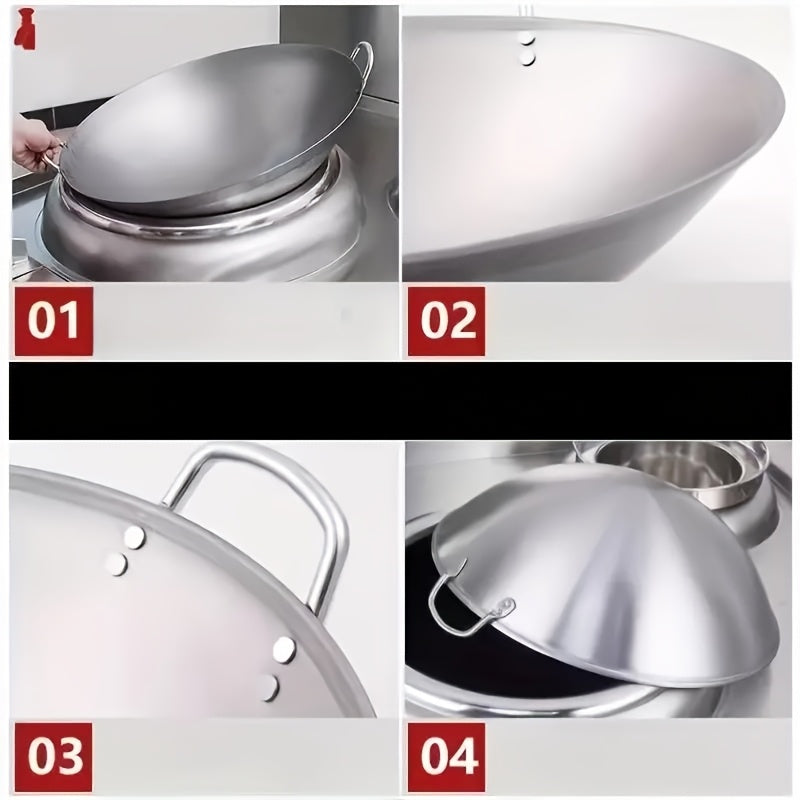 Heavy-Duty Stainless Steel Wok – Non-Stick Stir-Fry Pan with Ergonomic Handle | Gas, Induction & Electric Compatible | Multiple Sizes | Easy to Clean