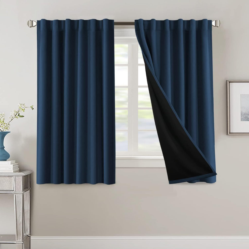 Blackout Curtains 2 Panels 100% Room Darkening 96 Inch Long – Triple Weave Thermal Insulated Back Tab & Rod Pocket Window Drapes for Bedroom & Living Room