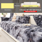 Faux Lamb Fluffy Sofa Cover Modern Gradient – Thick Plush Pet-Friendly Polyester Sofa Protector, Machine Washable 450-500g Fabric for Single, Double, Triple & Combination Sofas