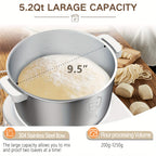 Electric Dough Maker 5.2Qt 250W 304 Stainless Steel Bowl with Ferment Function - Automatic Kneading Machine for Bread, Pizza, Pasta, Roti, Dumplings - Adjustable Time, 3 Modes, Home Kitchen