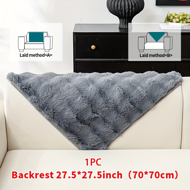 Plush Sofa Cover Rabbit Fur Like Cushion – Anti-Slip Wear-Resistant Pet Friendly Sofa Protector, 450-500GSM Polyester, Machine Washable, Home Decor