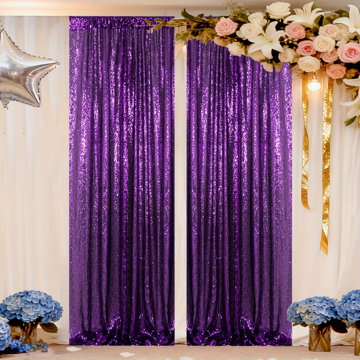 Sequin Curtain Backdrop Panels 24x84 Inches Set of 2 – Glitter Shimmer Party Backdrop for Weddings Birthdays Baby Showers Proms & Photo Booths, 31 Colors
