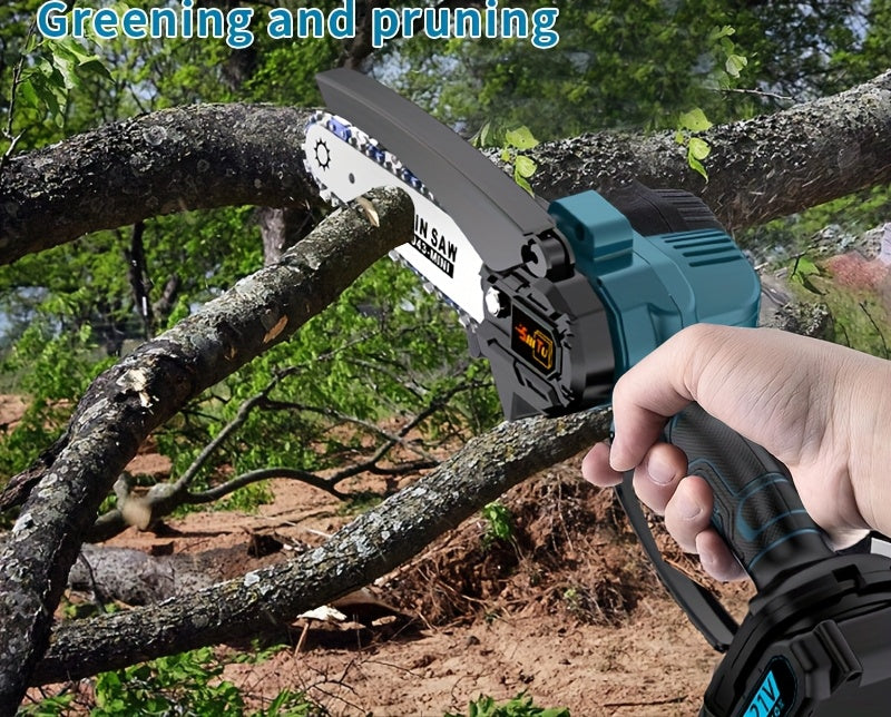 Mini Cordless Chainsaw Handheld Electric Pruning Saw with Splash Guard Security Lock Rechargeable Battery for Tree Branch Garden Yard Trimming Gift for Men