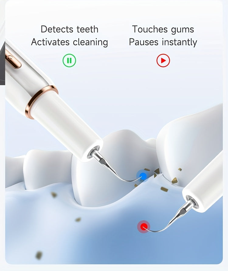 Rechargeable Electric Tooth Cleaner – 5-Speed Dental Plaque Remover with LED Light, USB Charging, Mirror & 2 Replaceable Brush Heads, Teeth Gap Cleaning Tool