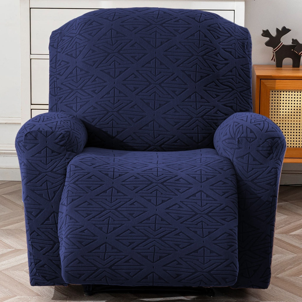 4-Piece Polyester Stretch Recliner Slipcover Set – Non-Slip Elastic Bottom Recliner Chair Cover Sofa Couch Protector for Living Room, Machine Washable Home Decor