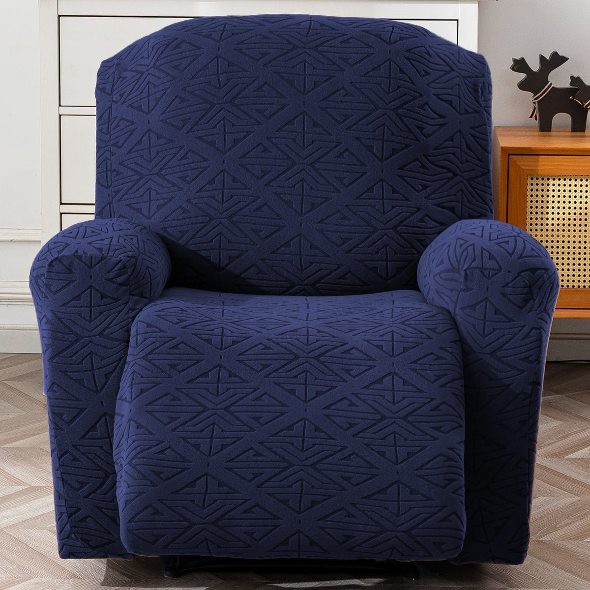 4-Piece Polyester Stretch Recliner Slipcover Set – Non-Slip Elastic Bottom Recliner Chair Cover Sofa Couch Protector for Living Room, Machine Washable Home Decor