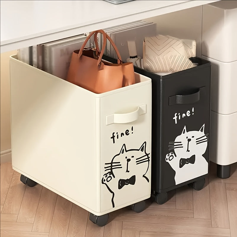 Under-Desk Rolling Storage Cart with Wheels Removable Storage Frame Space Saving Office Organizer for Kitchen Dorm Apartment Black White
