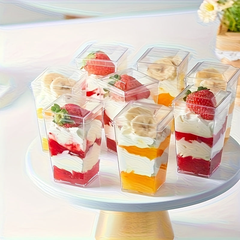 Clear Plastic Mini Dessert Cups with Lids & Spoons 50 or 100 Count – 5oz Tasting Containers for Cheesecake, Fruit Salads, Holiday Parties & Picnics