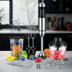 7-in-1 Immersion Blender Handheld 1000W 20-Speed Turbo with Dough Hooks, Egg Beater, Whisk, Beaker & Chopper – BPA-Free Stick Blender