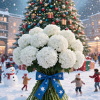 Artificial White Hydrangea Set of 6 UV-Resistant Fake Flowers with Realistic Leaves for Wedding Garden Porch Indoor Outdoor Home Decoration Durable Simulation Floral Decor