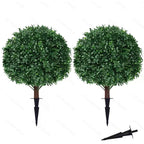 Artificial Topiary Boxwood Balls Set of 2 – 21 Inch UV-Resistant Faux Boxwood Shrubs for Indoor Outdoor Garden Yard Porch Courtyard Entryway Home Decor Living Room Bedroom Accent Plants
