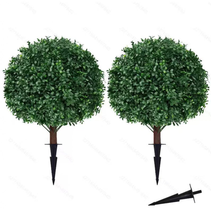 Artificial Topiary Boxwood Balls Set of 2 – 21 Inch UV-Resistant Faux Boxwood Shrubs for Indoor Outdoor Garden Yard Porch Courtyard Entryway Home Decor Living Room Bedroom Accent Plants