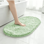 Chenille Oval Non-Slip Bathroom Mat Super Absorbent Soft Plush Floor Mat – Machine Washable, Anti-Slip Backing, 5 Colors 6 Sizes for Bathroom Kitchen Pet Use