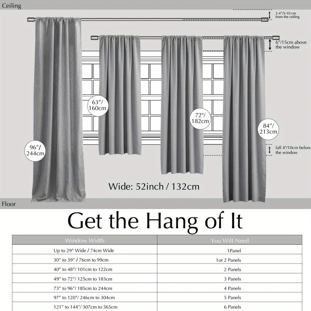 100% Blackout Curtains - 4 Panel Set, Boho Rustic Textured Grommet Drapes for Living Room & Bedroom, Privacy & Room Darkening, 4 Colors