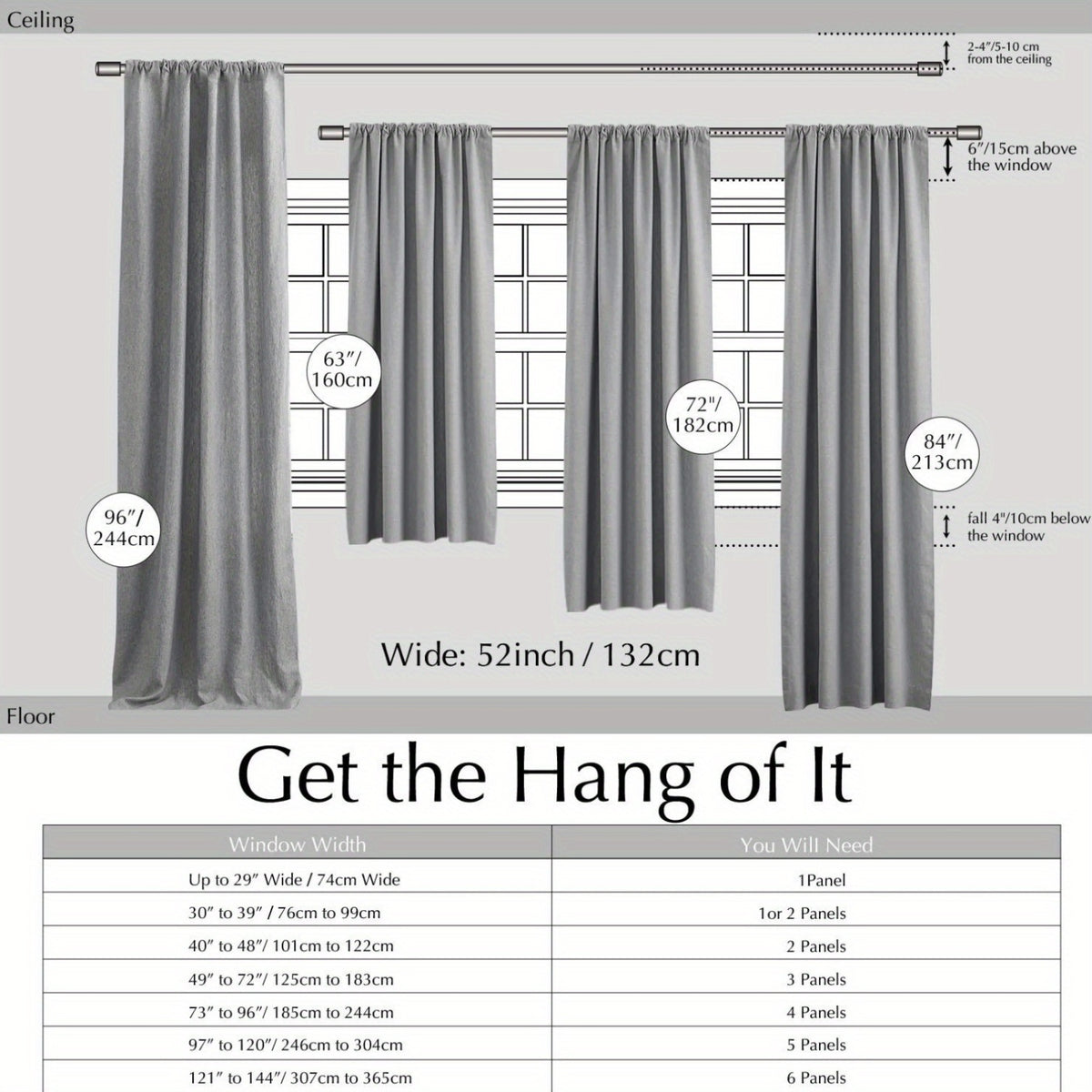 100% Blackout Curtains - 4 Panel Set, Boho Rustic Textured Grommet Drapes for Living Room & Bedroom, Privacy & Room Darkening, 4 Colors