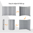 5 FT Freestanding Pegboard Room Divider | Wood Folding Privacy Screen & Display Board Organizer with Support Feet – White, Black, Natural, Grey | Craft Shows, Retail & Home