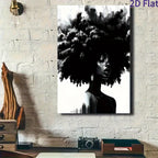 Framed Black & White Abstract Lady Canvas Wall Art Large Farmhouse Orange Halloween Decor – Decorative Painting for Living Room Bedroom, Unique Room Decor Gift, All Saints' Day