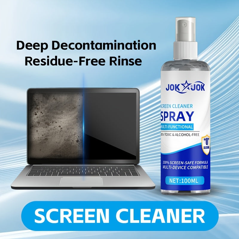 Screen Cleaner Spray Kit – Phone & Computer Screen Polishing Spray with Towel & Dust-Free Cloth for TV, Keyboard, Glasses & Camera