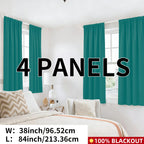 Blackout Curtains Rod Pocket 4-Panel Solid Color Lightweight Matte Drapes | 100% Light Blocking Window Curtains for Bedroom Living Room, 9 Colors 5 Sizes