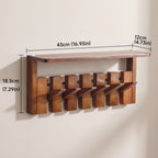 Wall Mounted Coat Rack Foldable Hooks Solid Rubberwood 6 or 8 Hooks 22 lbs Capacity Floating Shelf Dual Installation Drilling or Adhesive for Entryway Bedroom Bathroom Living Room
