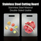 Stainless Steel Cutting Board Set 3 Piece - Dual-Sided SUS304 Metal Chopping Boards Non-Stick Rust-Resistant BPA-Free Portable for Kitchen Camping Picnic, Meat Fruit Vegetables