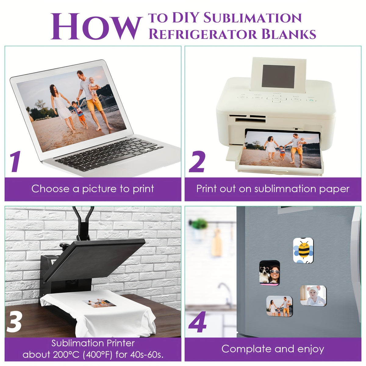 96-Pc Sublimation Blank Fridge Magnets – Thick Refrigerator Magnet Blanks for DIY Crafts, Kitchen & Office Decor, 2.8x2 Inch Square