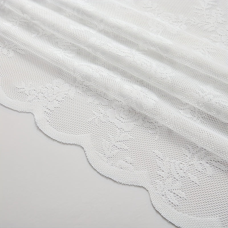 Boho Floral Lace Curtain Panels Set of 2 – Semi-Sheer Light Filtering, Rod Pocket, Pastoral Vintage Style for Bedroom Living Room Kitchen, 6 Sizes 4 Colors