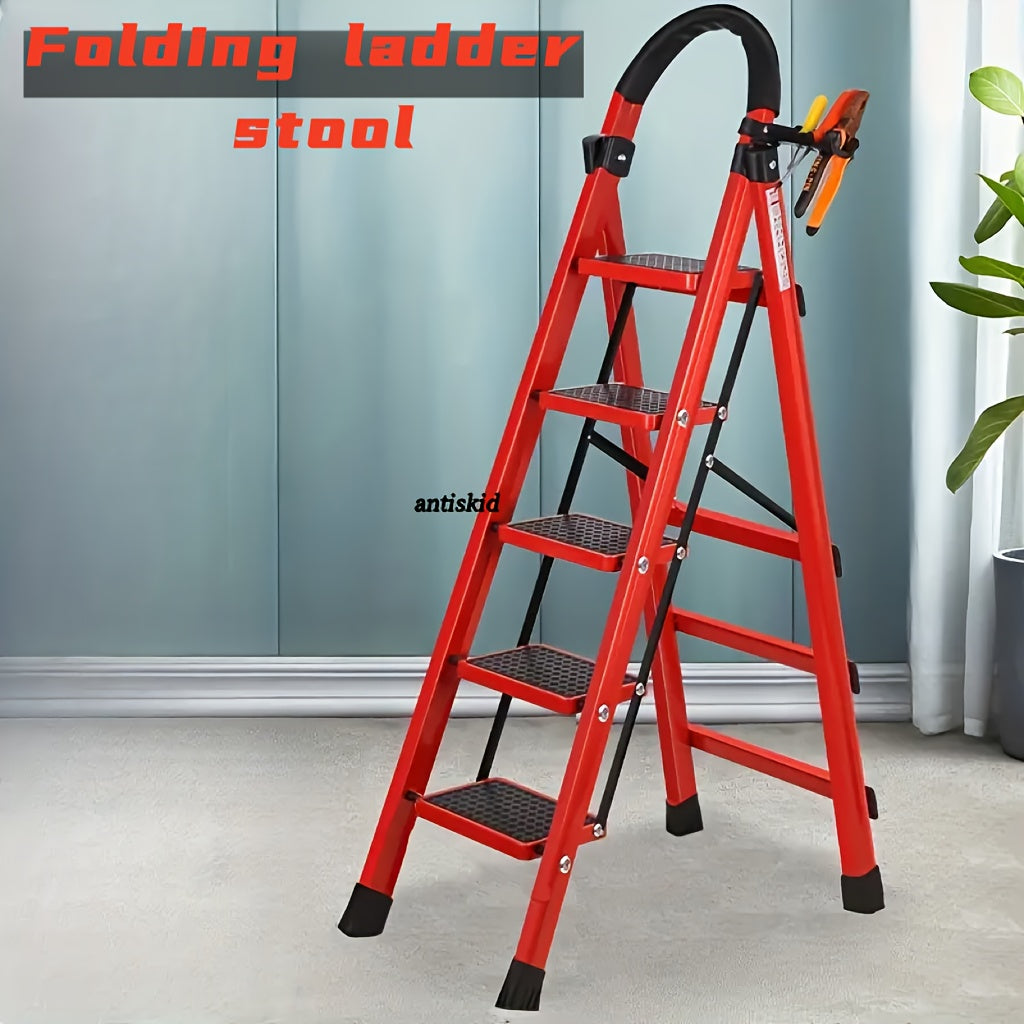 Heavy-Duty Folding Step Ladder 2 3 4 5 Step 500 Lbs Capacity Non-Slip Lightweight Portable Plastic Stepladder for Home and Industrial Use