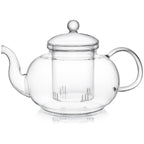 1000ml Borosilicate Glass Teapot with Removable Infuser – Gooseneck Loose Leaf Tea Pot, Microwave & Stovetop Safe, Gift Box Included (Teapot Only or Set with 4 Cups)