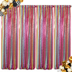 Sequin Curtains Backdrop 4 & 6 Panels 2x8FT - Shimmer Glitter Party Backdrop Curtain for Wedding Birthday Bachelorette Photo Booth, 25 Colors Reusable Event Decoration