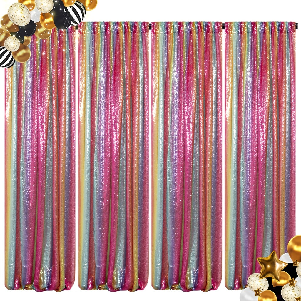 Sequin Curtains Backdrop 4 & 6 Panels 2x8FT - Shimmer Glitter Party Backdrop Curtain for Wedding Birthday Bachelorette Photo Booth, 25 Colors Reusable Event Decoration
