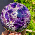 Natural Brazilian Crystal Ball Deep Purple 1.7 Lb – Bohemian Style Polished Stone Desktop Decoration for Home & Office, Valentine's Day Gift, Carnival & Holiday Decorative Ornament