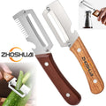Vegetable Peeler and Slicer Set Stainless Steel with Wooden Handle – 2-Piece Kitchen Gadget with Scallion Cutter, Straight Blade & Built-In Bottle Opener