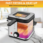 Electric Deep Fryer with Stainless Steel Basket 1.5L-6L Adjustable Temperature Foldable Handle Easy-Clean Dishwasher Safe